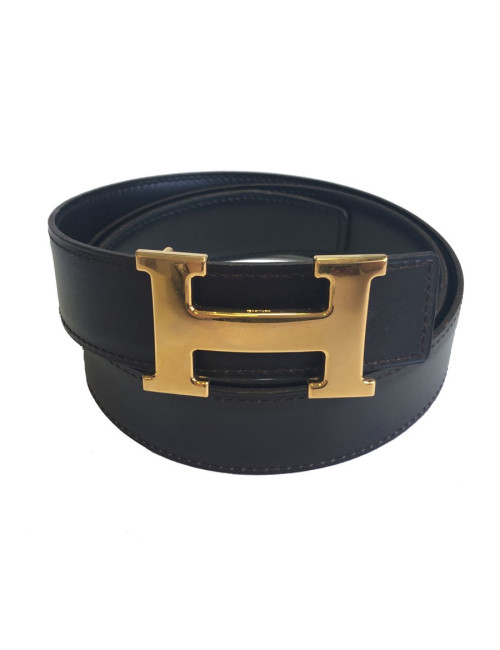 Ceinture HERMÈS réversible cuir noir et marron