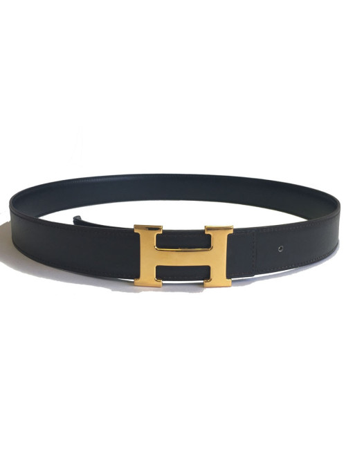 Ceinture HERMÈS réversible cuir noir et marron