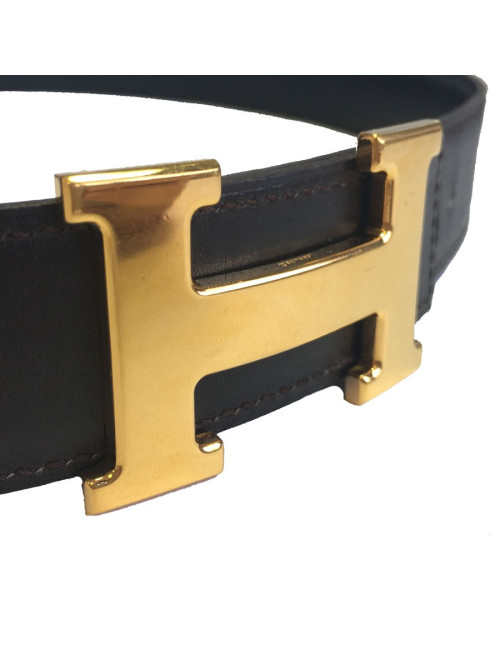 Ceinture HERMÈS réversible cuir noir et marron