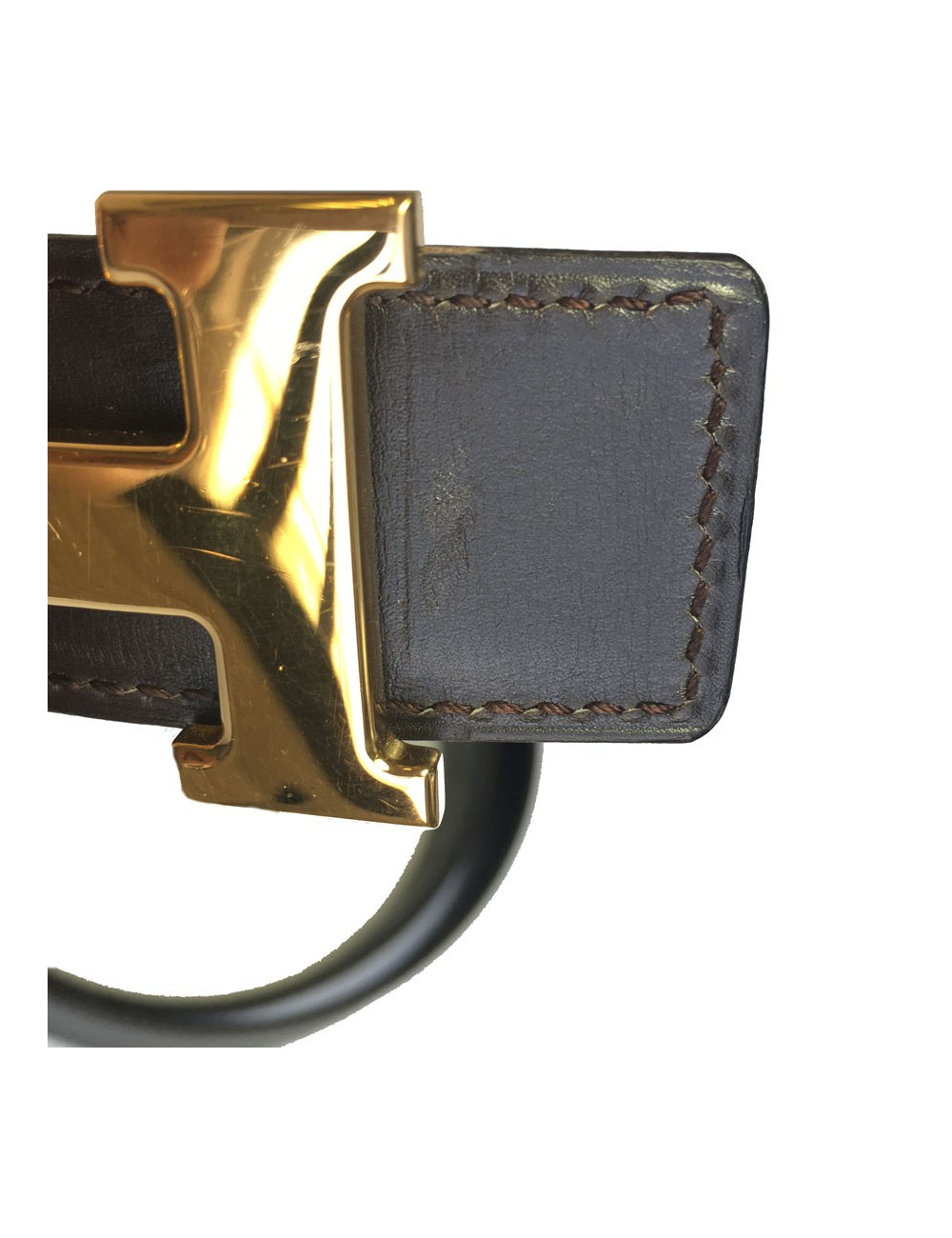 Ceinture HERMÈS réversible cuir noir et marron