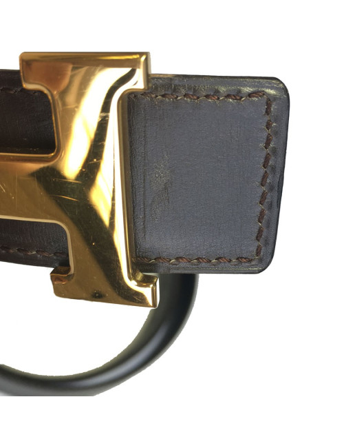 Ceinture HERMÈS réversible cuir noir et marron