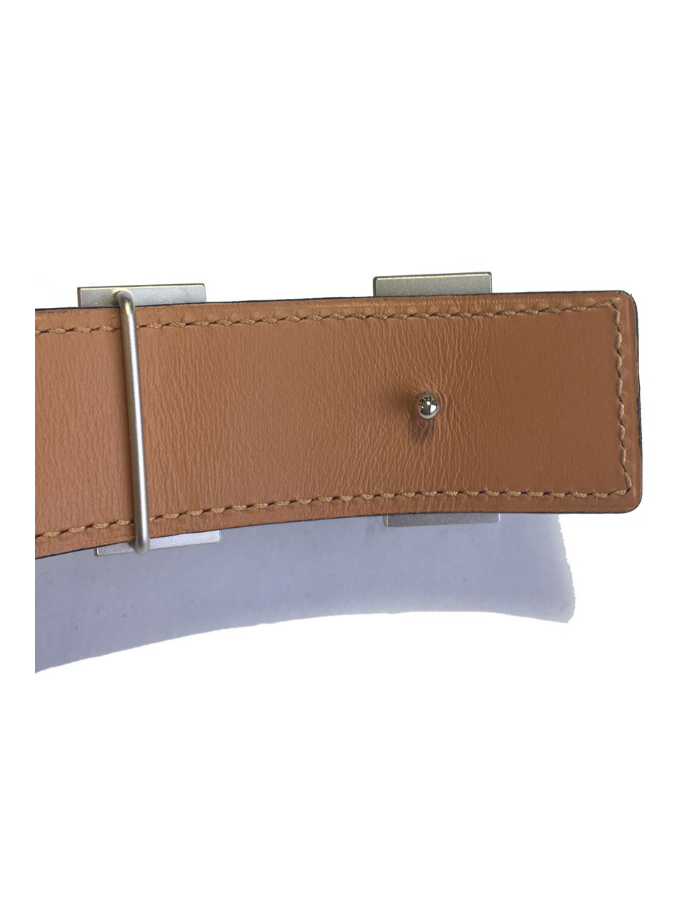 Belt man HERMES H T90 crocodile porosus Navy Blue