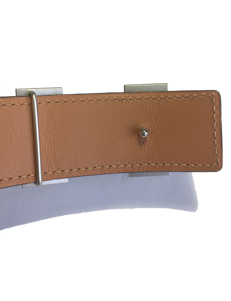 Belt man HERMES H T90 crocodile porosus Navy Blue