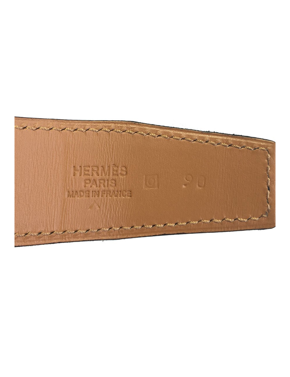 Belt man HERMES H T90 crocodile porosus Navy Blue