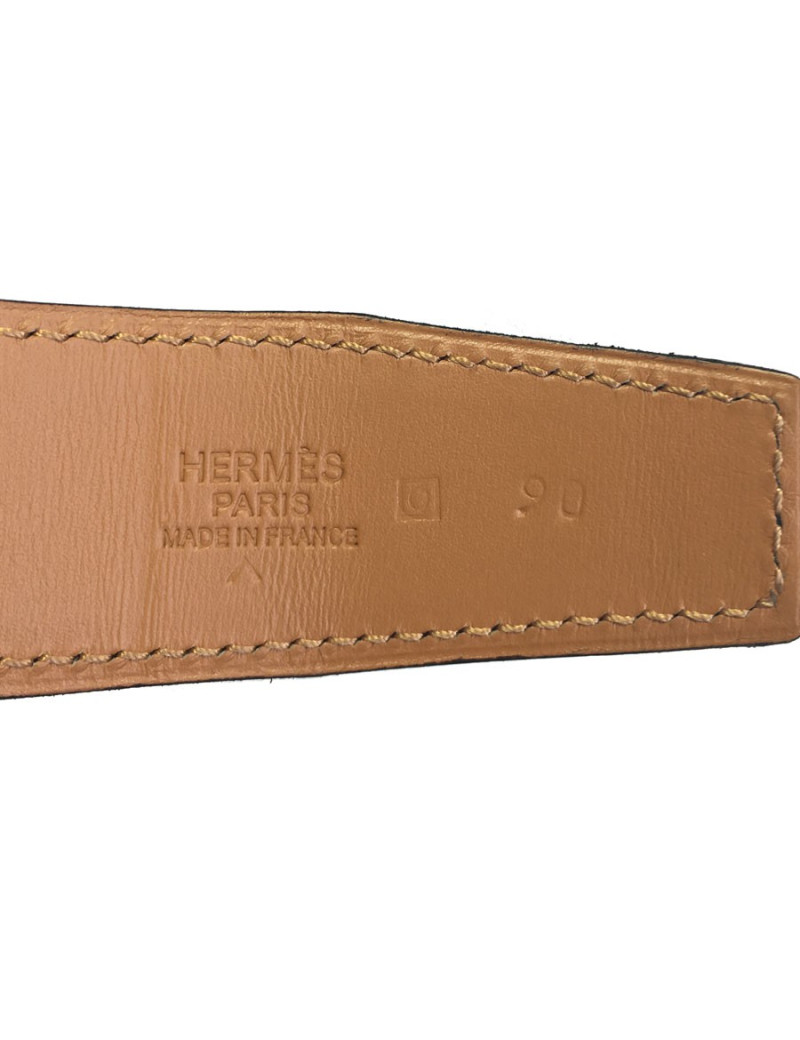 Belt man HERMES H T90 crocodile porosus Navy Blue