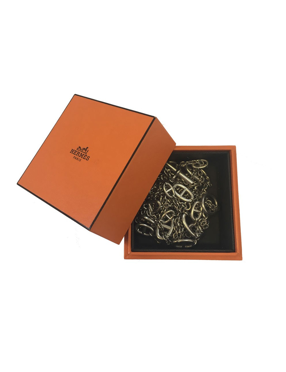 Long sautoir HERMES en argent massif