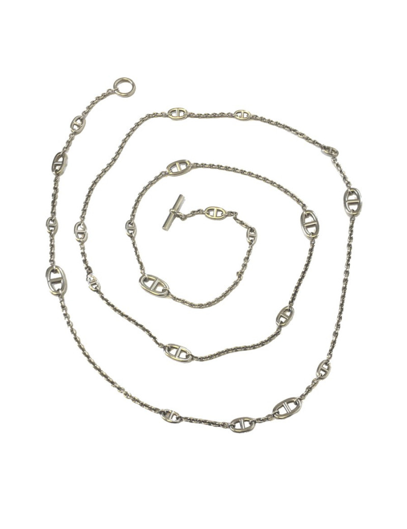Long sautoir HERMES "Farandole" en argent massif