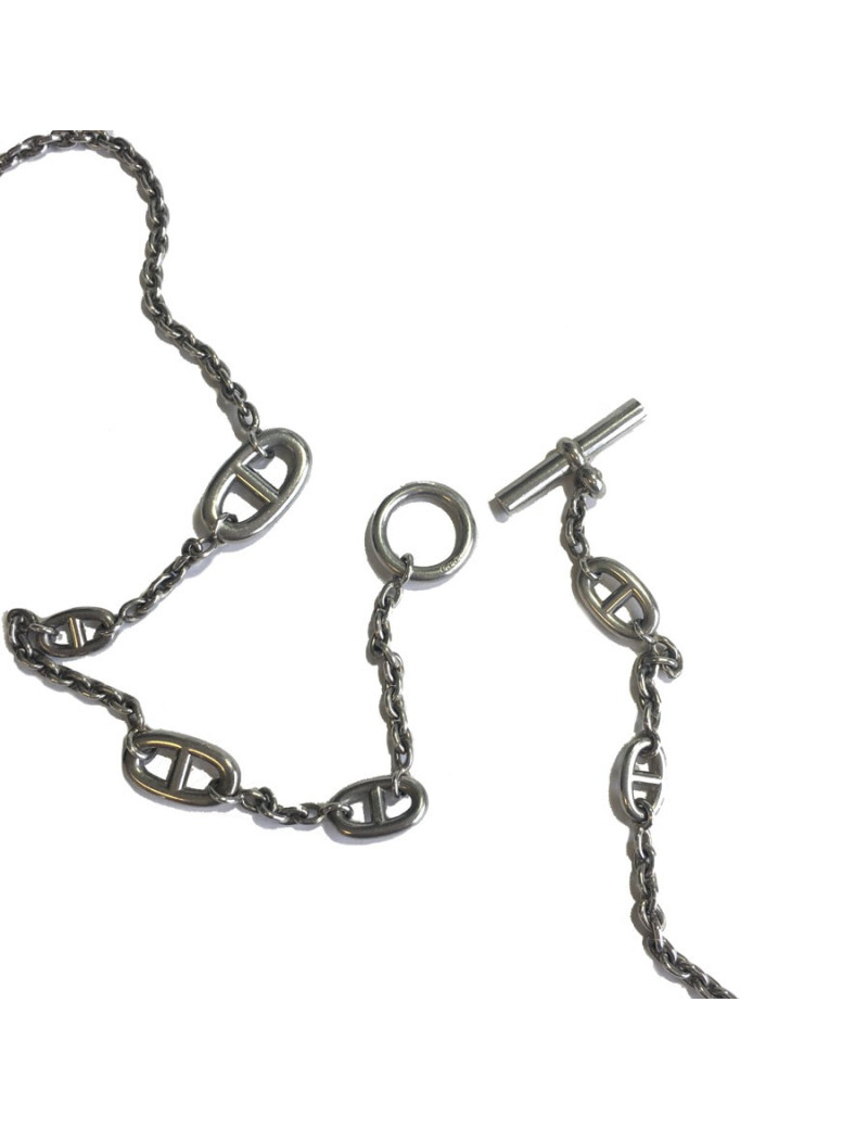 Long sautoir HERMES "Farandole" en argent massif