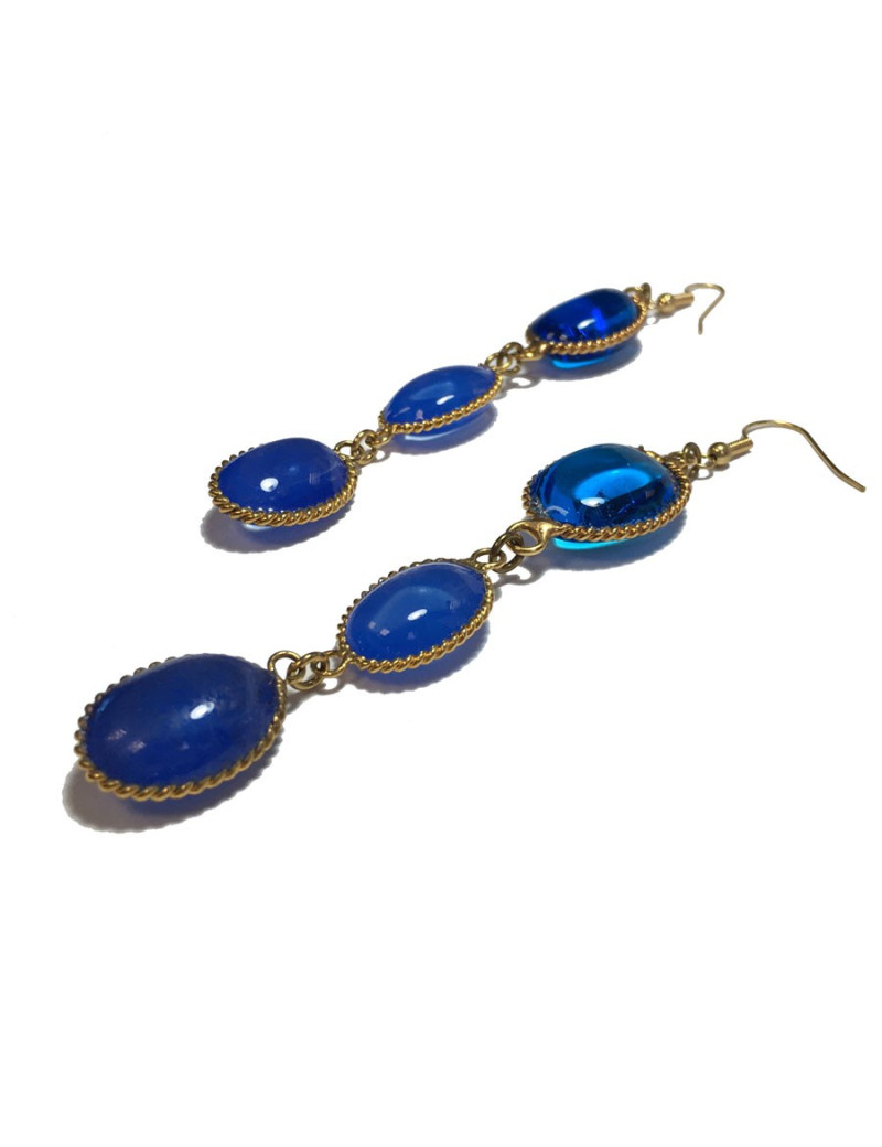 MARGUERITE de VALOIS blue molten glass pierced earrings