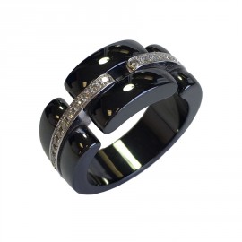 CHANEL ring model 'Ultra' in 18 carat white gold, black ceramic and diamonds 