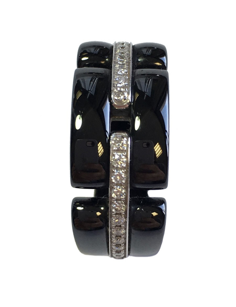 Bague "Ultra" CHANEL en céramique noire et diamants T58