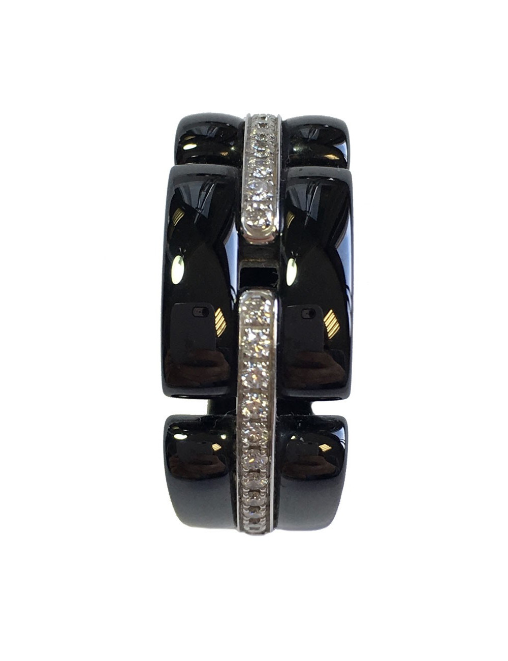 CHANEL ring model 'Ultra' in 18 carat white gold, black ceramic and diamonds 