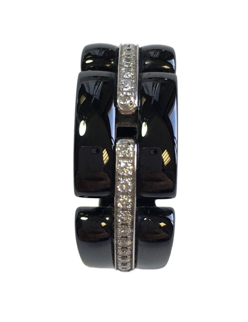 CHANEL ring model 'Ultra' in 18 carat white gold, black ceramic and diamonds 