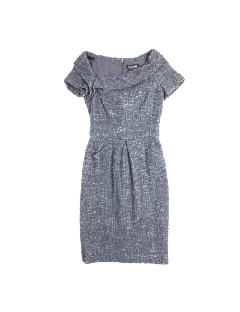 Robe CHANEL T 36 en laine grise