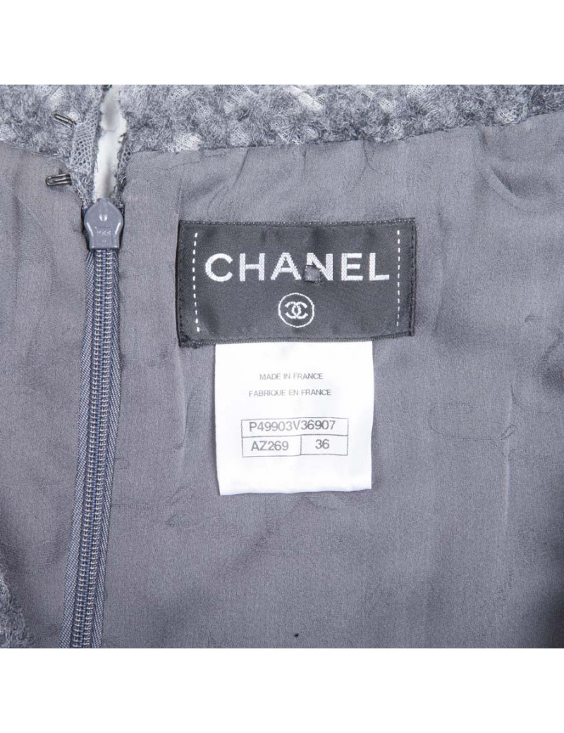 Robe CHANEL T 36 en laine grise