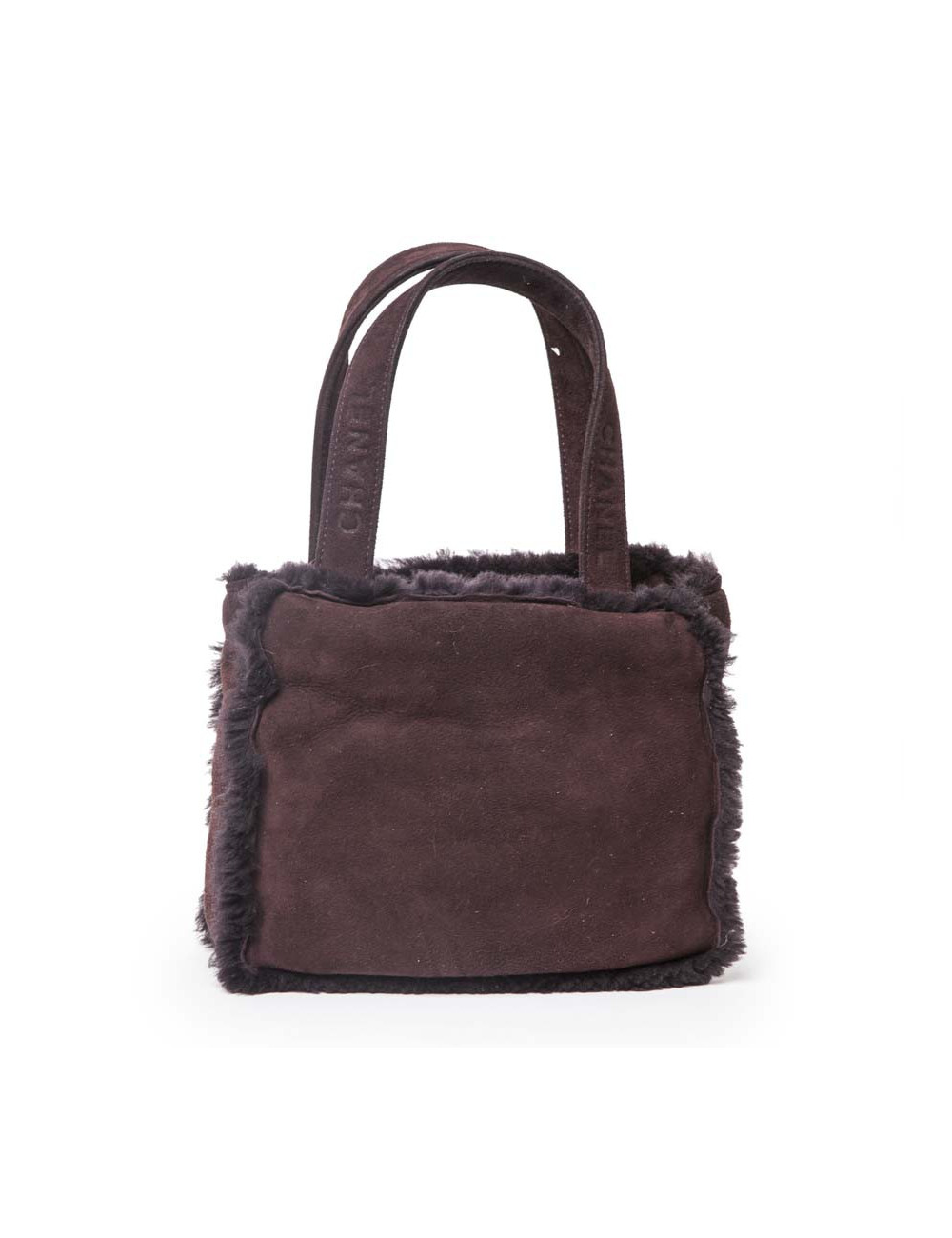 Mini sac cabas CHANEL peau retournée bordeaux