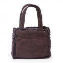 Mini bag Tote CHANEL Brown plum Shearling leather