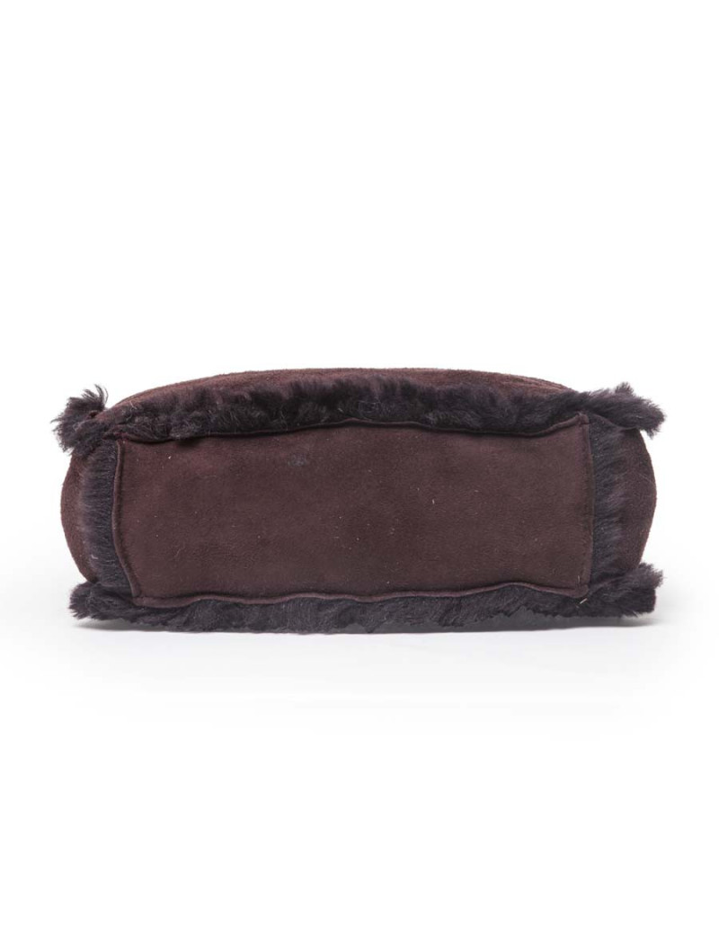 Mini sac cabas CHANEL peau retournée bordeaux