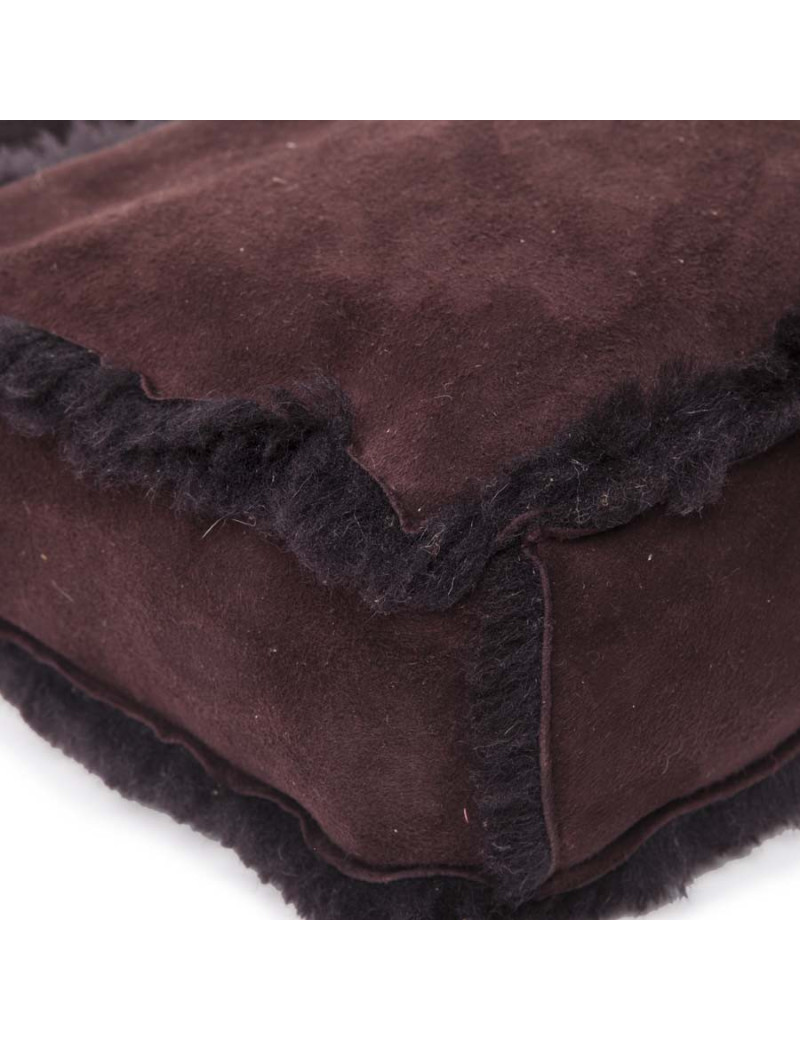 Mini Tote bag CHANEL Brown plum Shearling leather