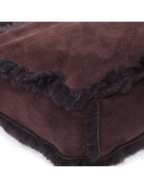 Mini sac cabas CHANEL peau retournée bordeaux