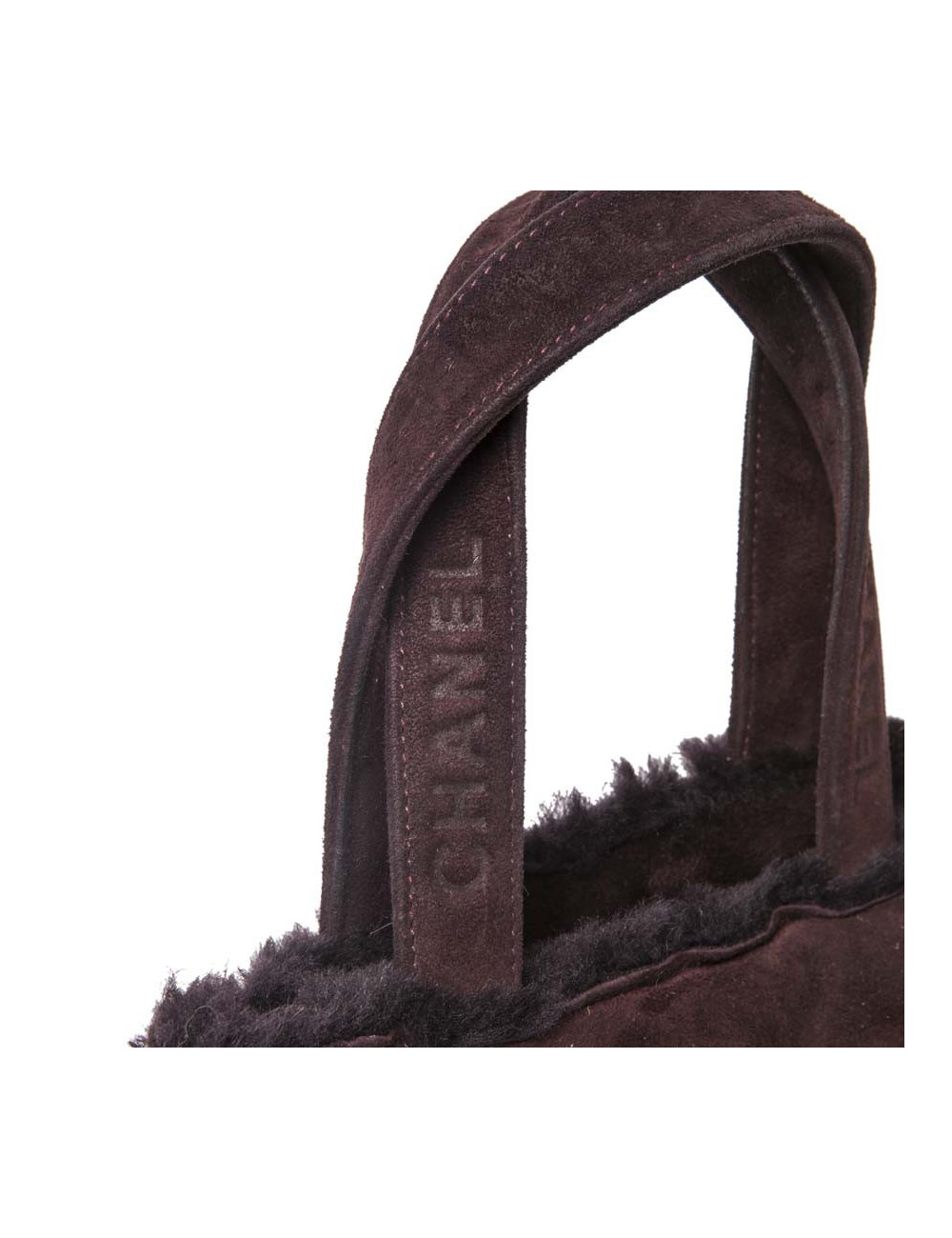 Mini sac cabas CHANEL peau retournée bordeaux