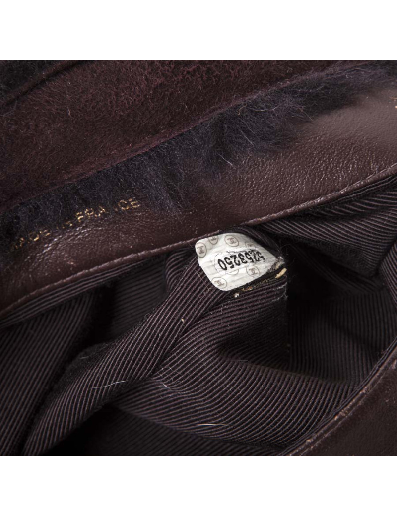 Mini sac cabas CHANEL peau retournée bordeaux