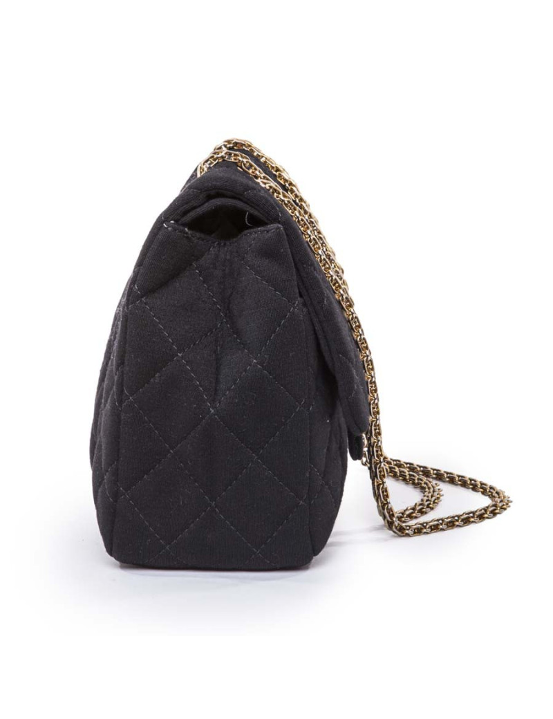 CHANEL 2.55 double flap jumbo bag in black jersey