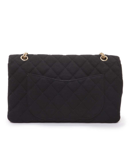CHANEL 2.55 double flap jumbo bag in black jersey