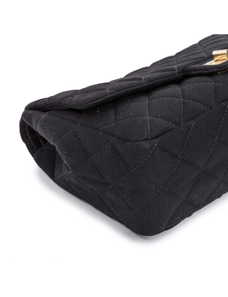 CHANEL 2.55 double flap jumbo bag in black jersey