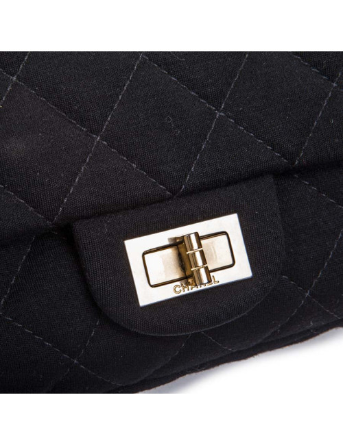 CHANEL 2.55 double flap jumbo bag in black jersey