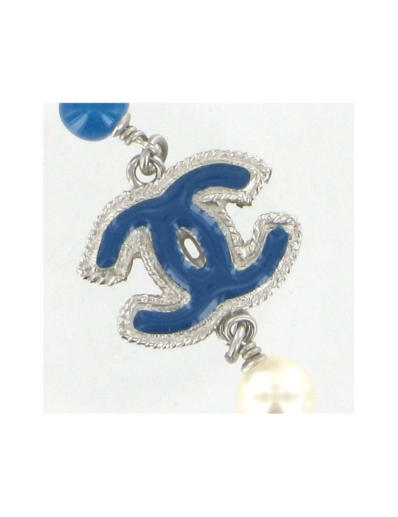 Sautoir CHANEL perles multicolores et CC 