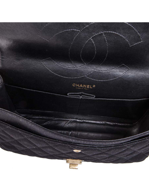 CHANEL 2.55 double flap jumbo bag in black jersey