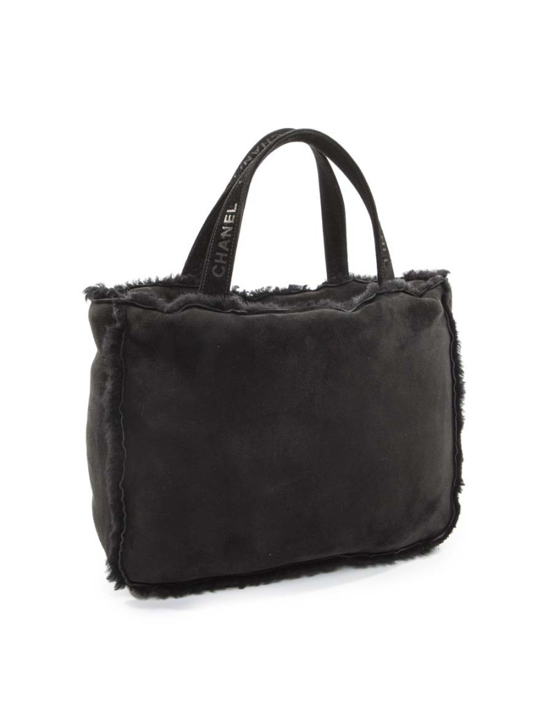 Sac cabas CHANEL peau retournée noire