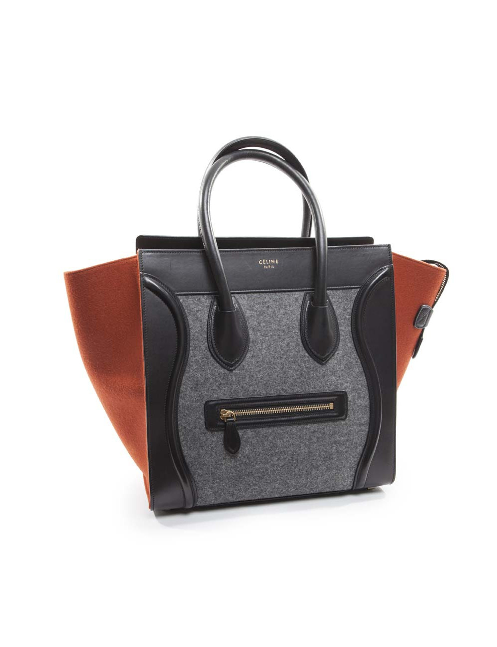 Sac CELINE Luggage feutrine ocre et gris