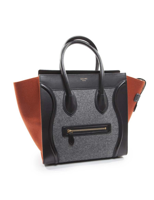 Sac CELINE Luggage feutrine ocre et gris