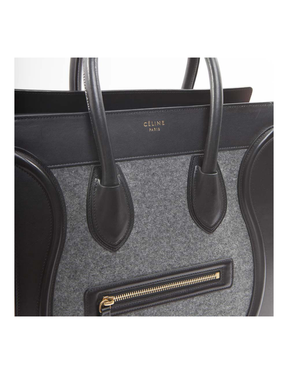 Sac CELINE Luggage feutrine ocre et gris