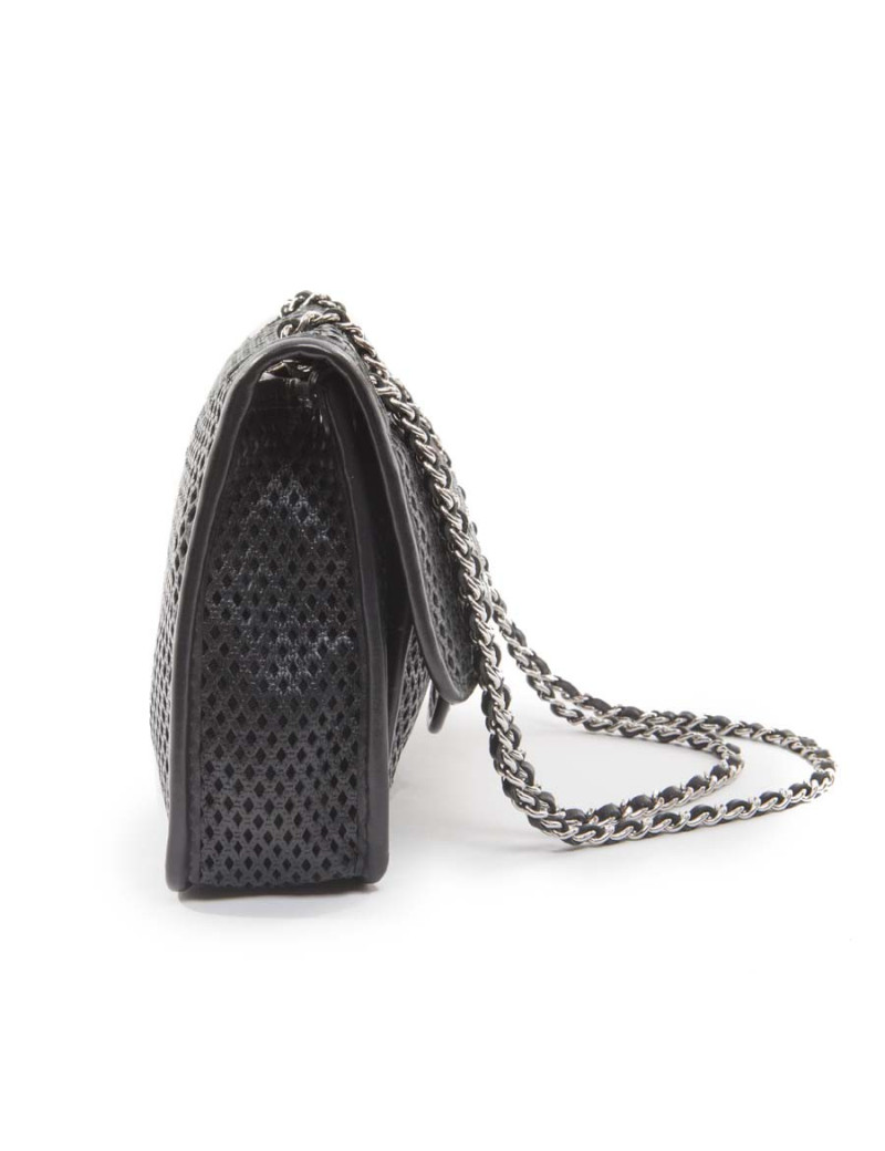 Sac CHANEL perforé cuir noir