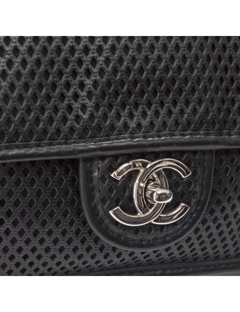 Perforated black leather CHANEL bag