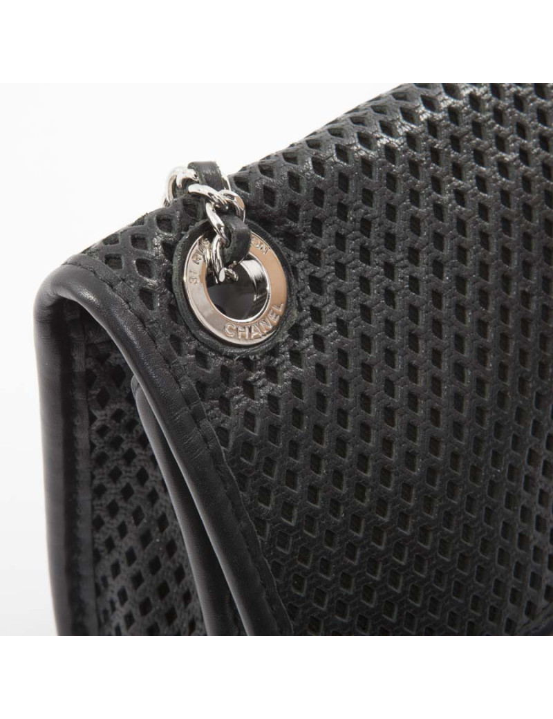 Perforated black leather CHANEL bag