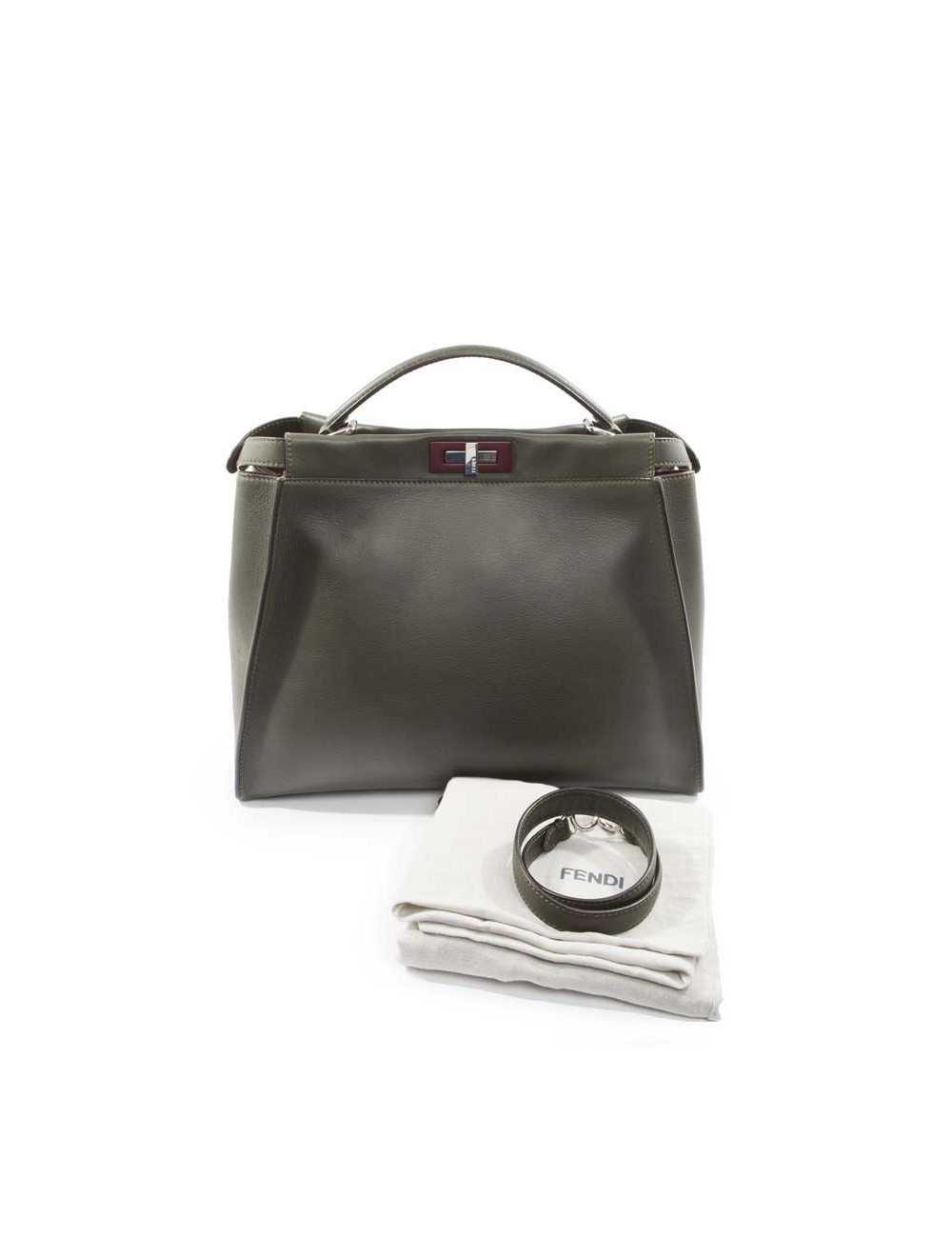Sac Peekaboo FENDI en cuir vert
