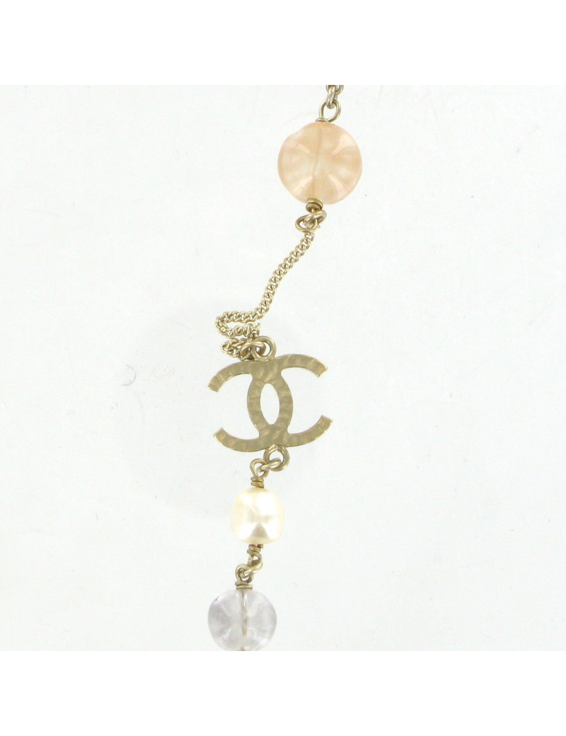 Sautoir CHANEL perles multicolores et bijou