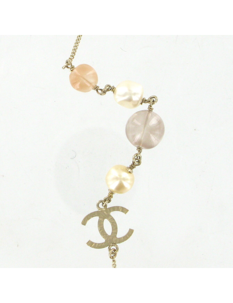 Sautoir CHANEL perles multicolores et bijou