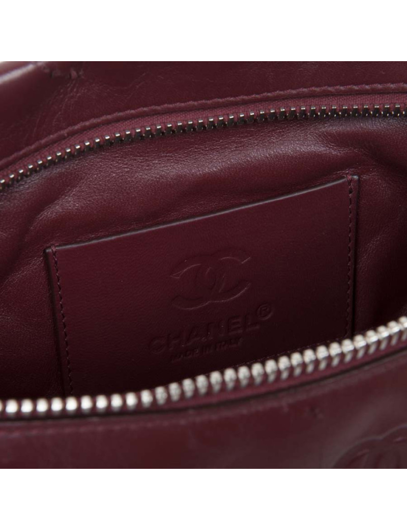 Pochette CHANEL cuir matelassé noir et bordeaux