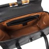 GUCCI black grained leather Vintage bamboo bag