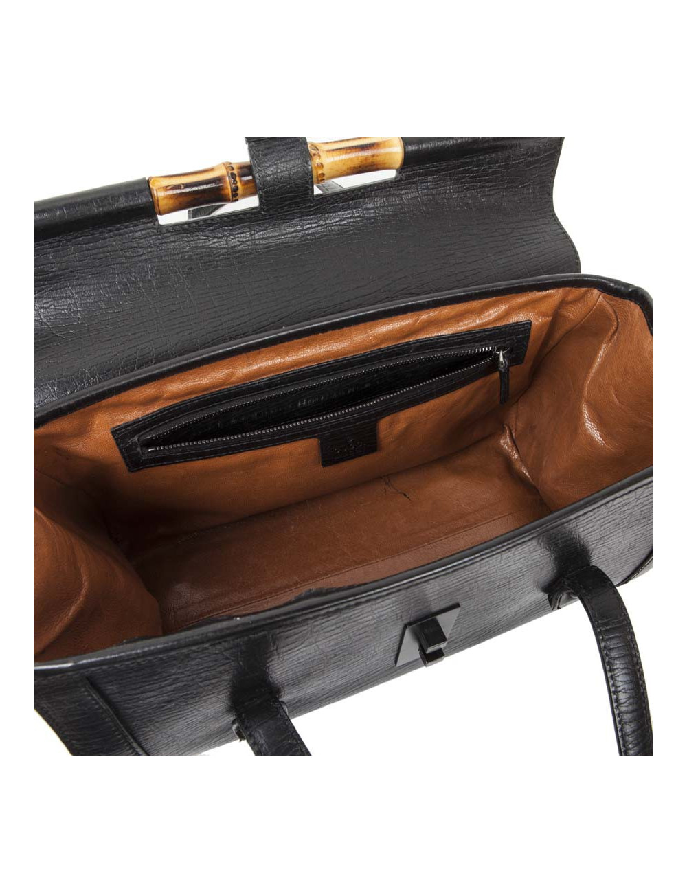 Sac GUCCI bambou cuir grainé noir