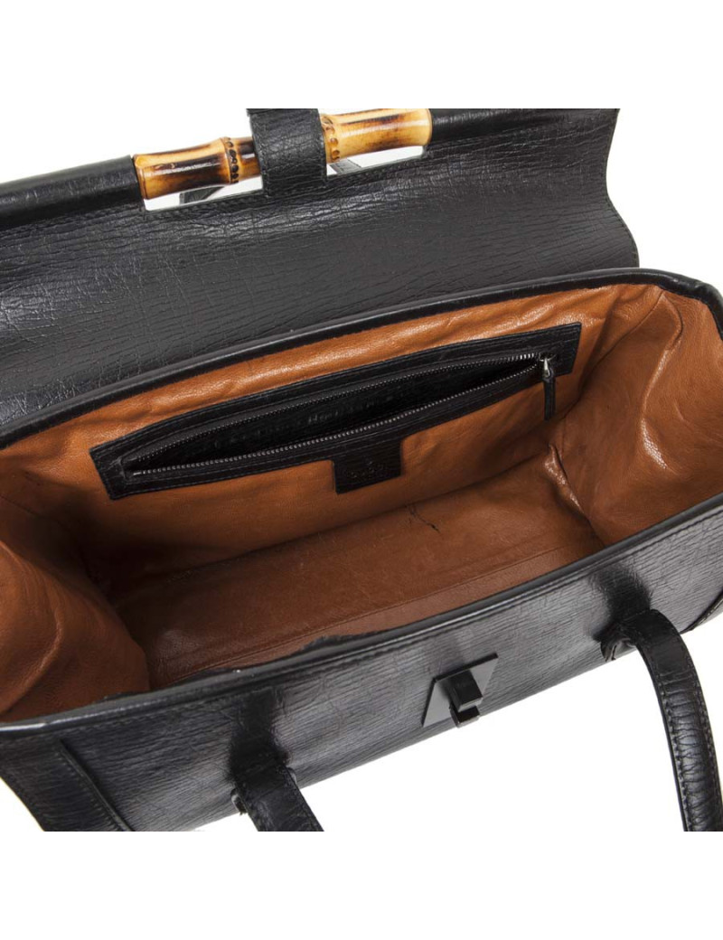 Sac GUCCI bambou cuir grainé noir