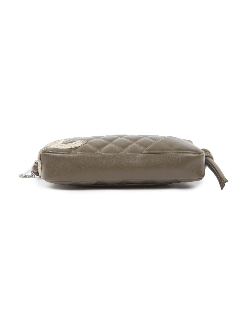 CHANEL 'Cambon' clutch in khaki green quilted leather