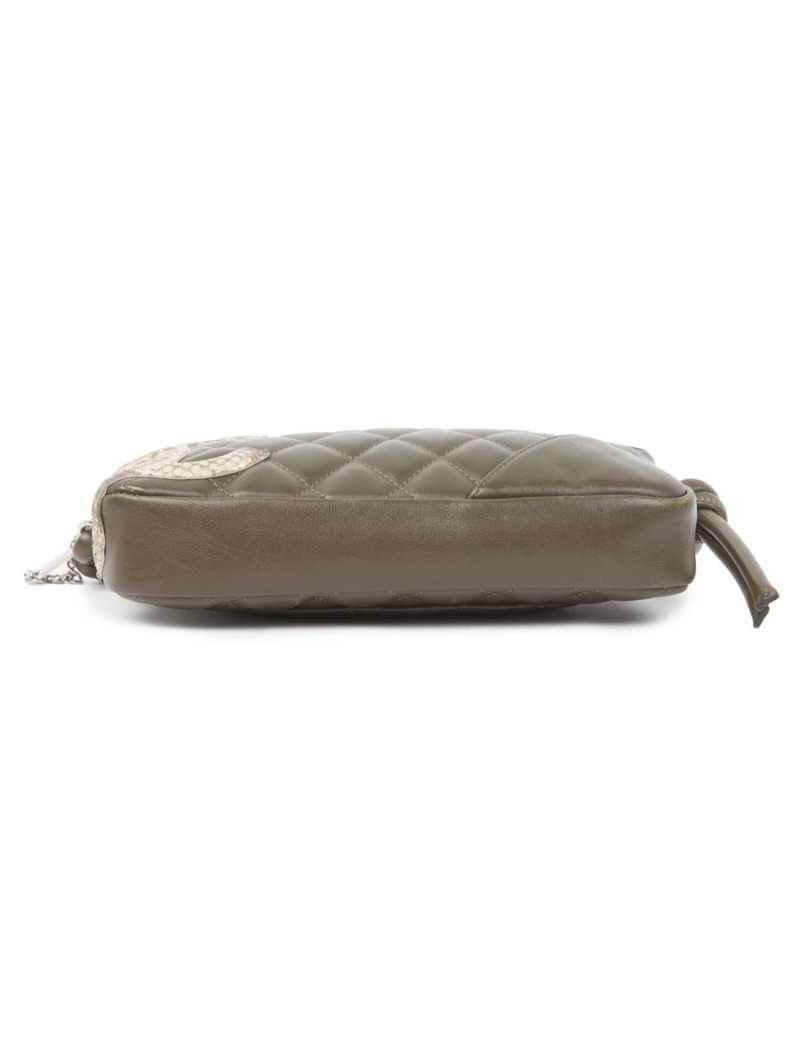 CHANEL 'Cambon' clutch in khaki green quilted leather