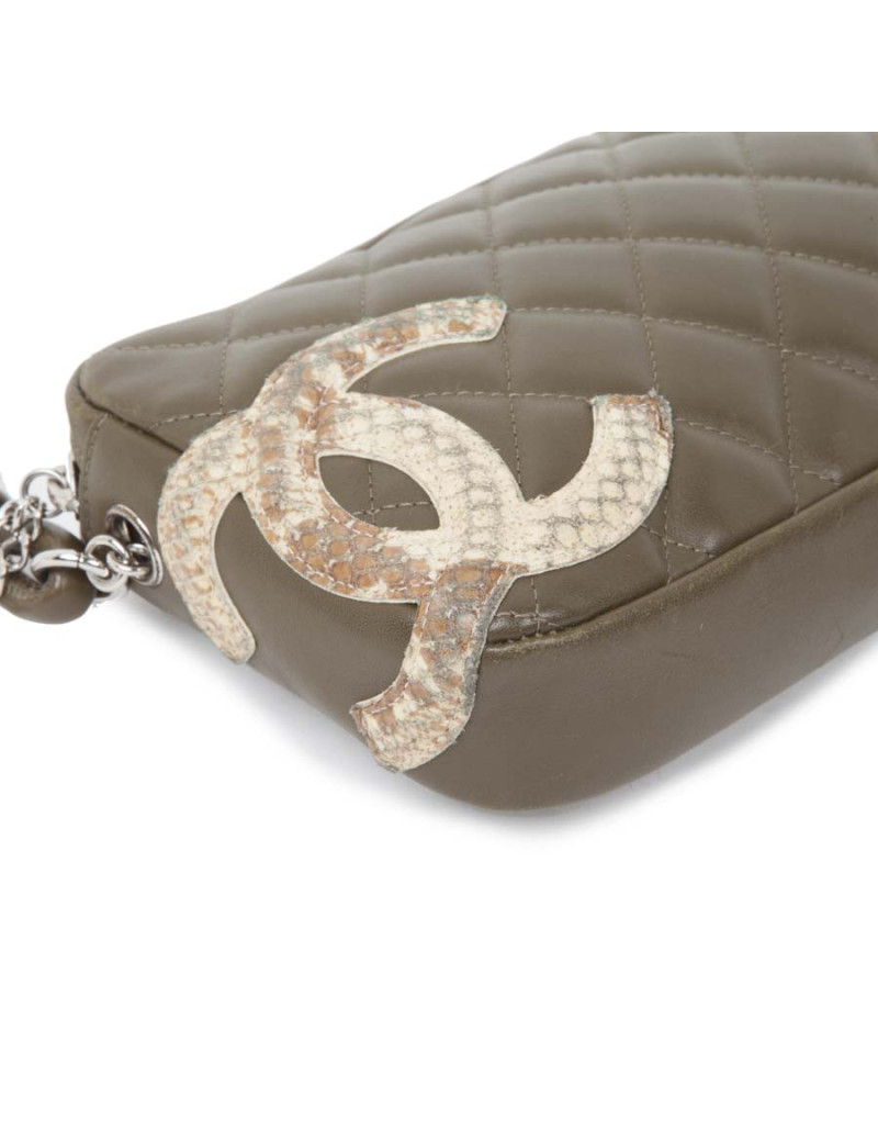 CHANEL 'Cambon' clutch in khaki green quilted leather
