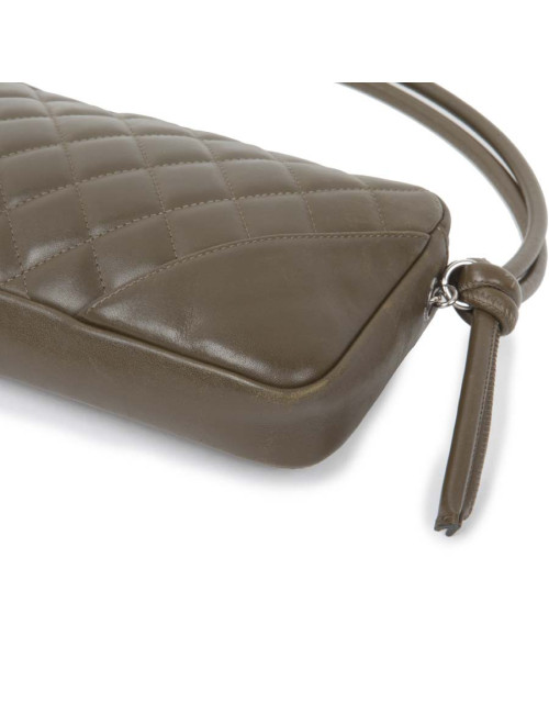 CHANEL 'Cambon' clutch in khaki green quilted leather